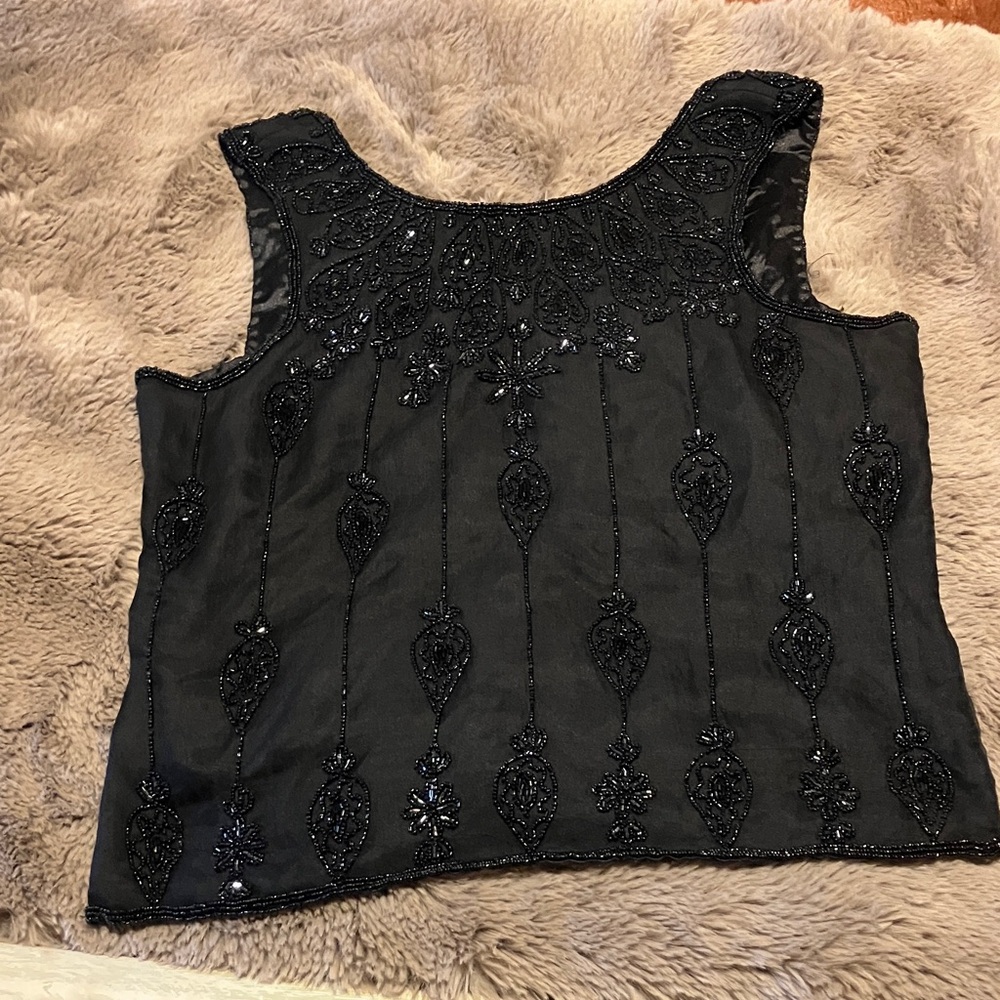 Elegant Black Beaded Blouse
